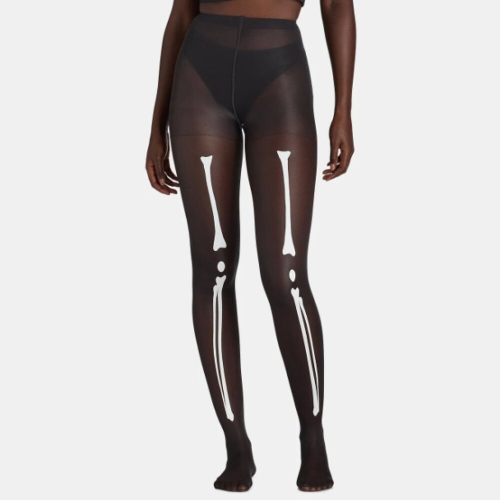 Way to Celebrate Womens Halloween 2 Pair Skeleton Fashion and Fishnet Tights NEW